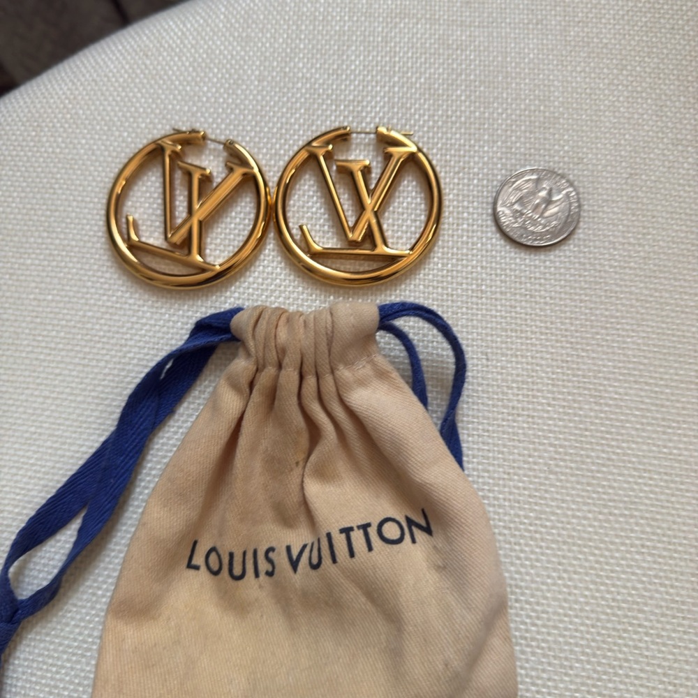 Louis Vuitton Gold Circular Logo Earrings